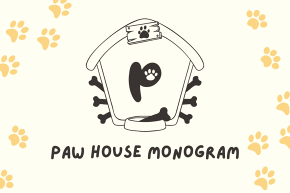 Paw House Monogram: A Cute Decorative Font for Pet-Themed Crafts and Products